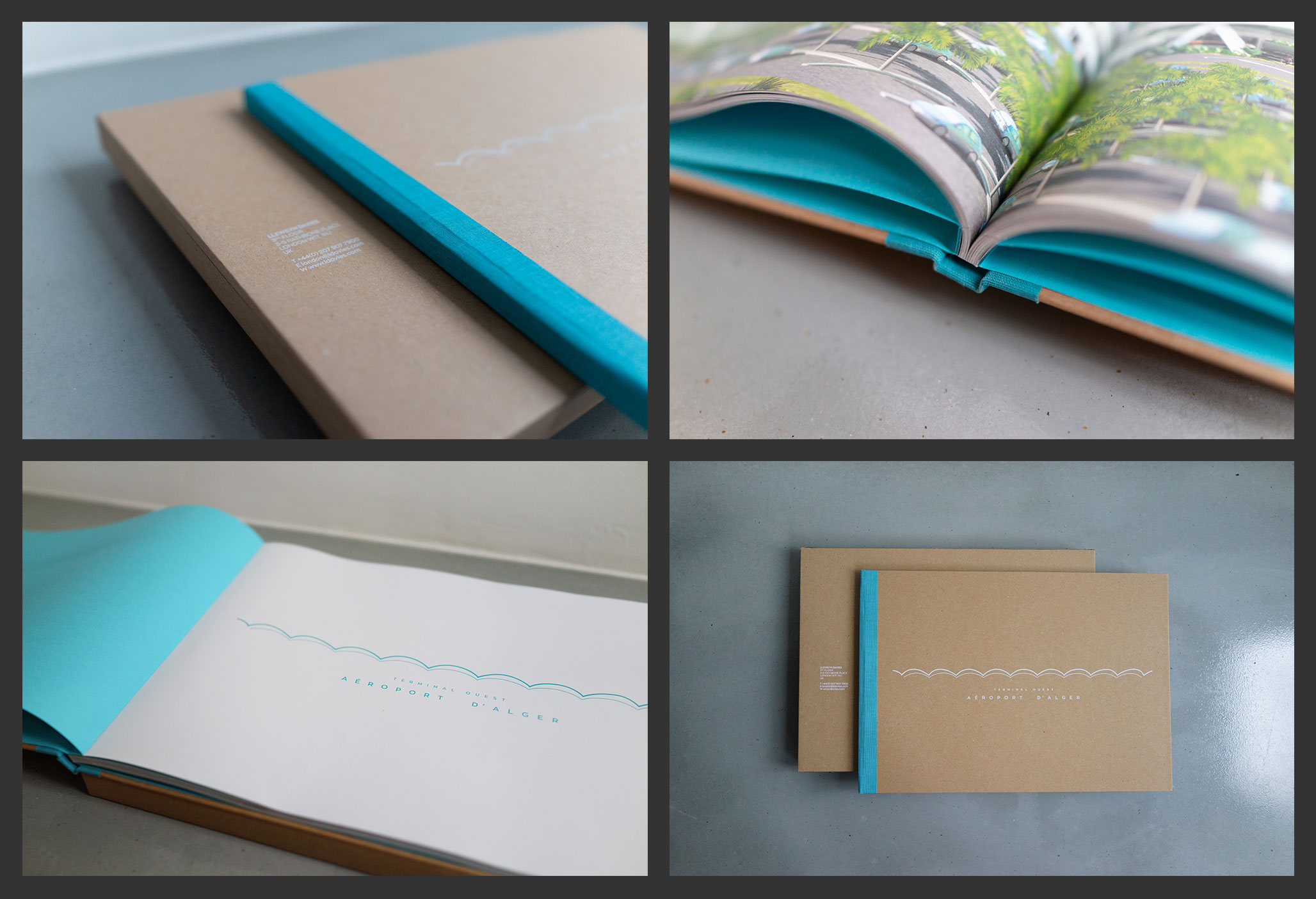 four close up images of the Algiers book for Llewelyn Davies