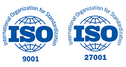 International Organization for Standardization 9001 and 27001 logos